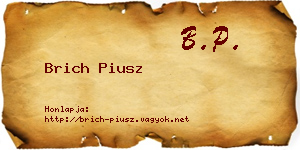 Brich Piusz névjegykártya